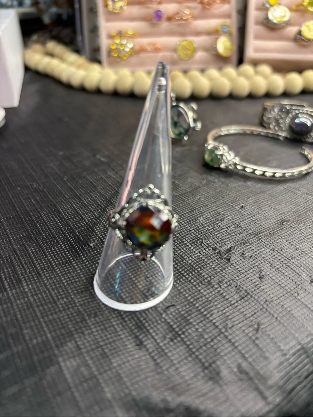 Multicolor Mystic Fire Glass Sterling-Style Ring - Women Jewelry